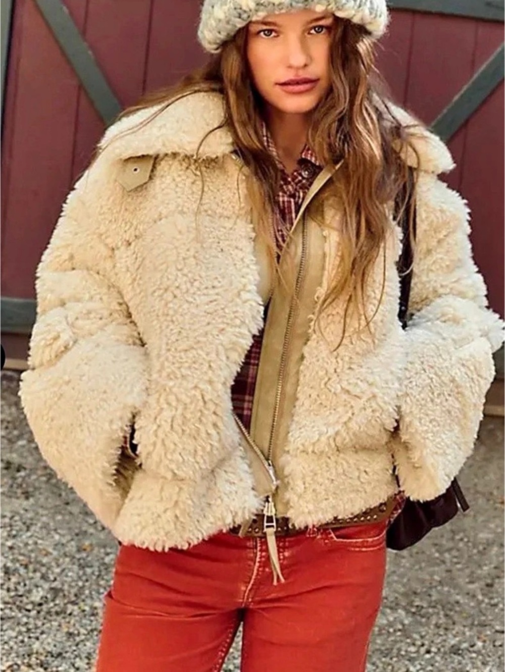 Free People Josie Jacket Teddy Jacket in Cream Size Small NWT